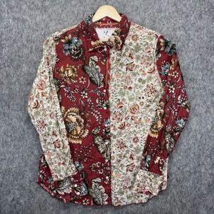Cino Provence Mix Shirt Women's Medium Floral Cotton Long Sleeve Button Up India